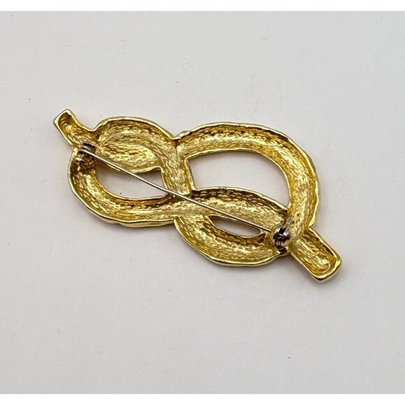Vintage Gold Tone Textured Knot Brooch Pin Nautical Inspired Hammered Finish - Picture 6 of 7
